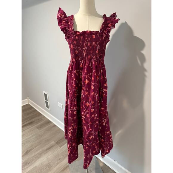Hill House Ellie Nap Dress Burgundy Botanical Size XL - Picture 2 of 8